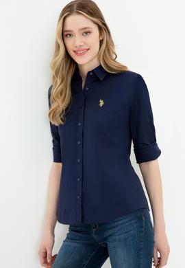 Kadın Lacivert Uzun Kollu Basic Gömlek - 50246462027