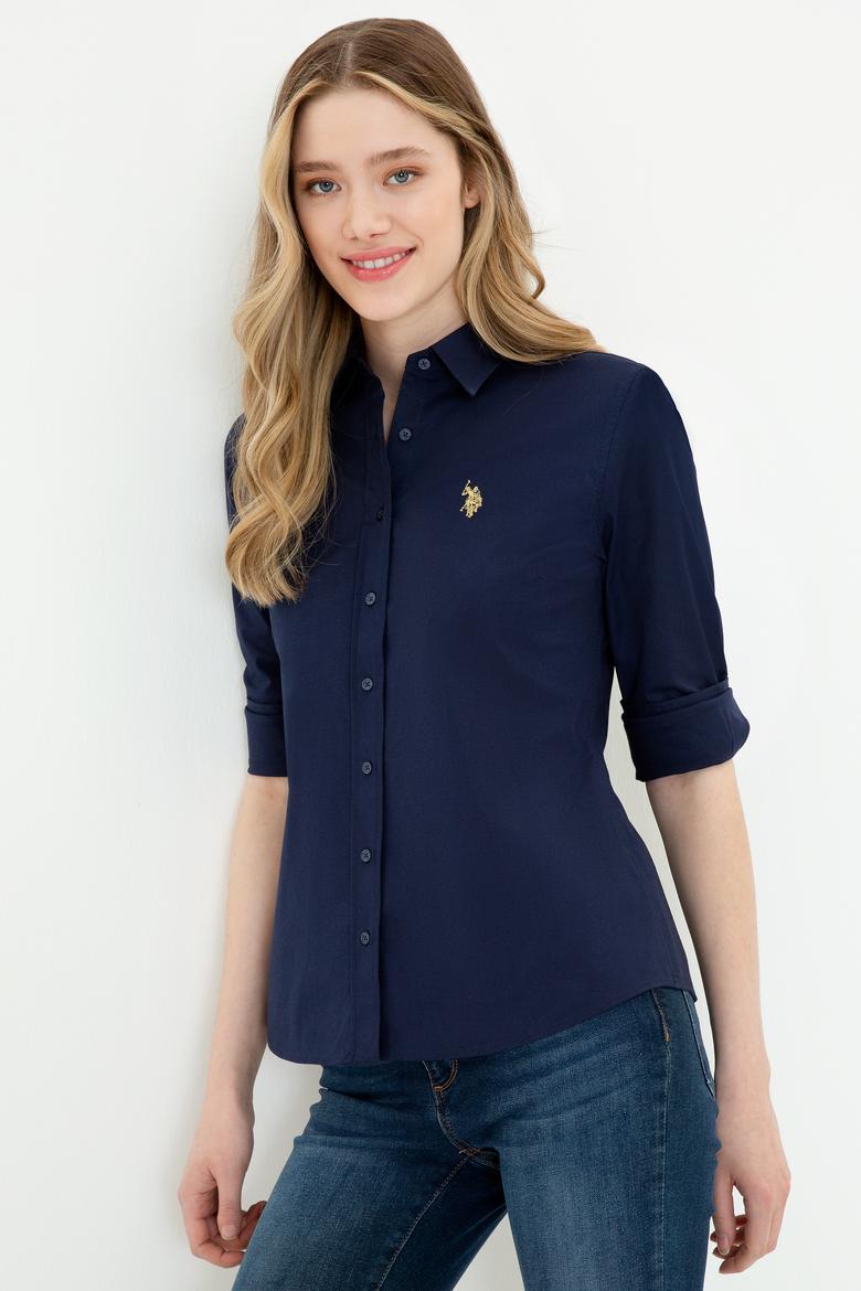 Kadın Lacivert Uzun Kollu Basic Gömlek - 50246462027