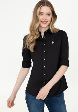 Kadın Siyah Uzun Kollu Basic Gömlek - 50247095036
