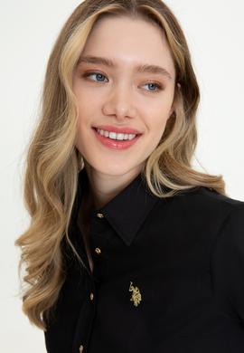 Kadın Siyah Uzun Kollu Basic Gömlek - 50247095036