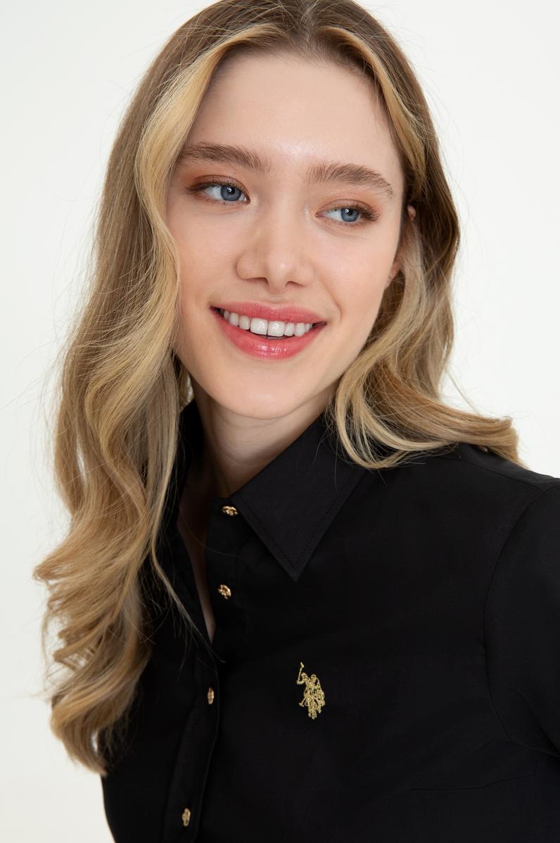 Kadın Siyah Uzun Kollu Basic Gömlek