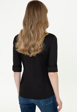 Kadın Siyah Uzun Kollu Basic Gömlek - 50247095036