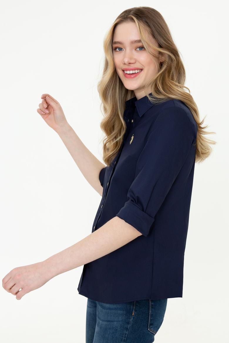 Kadın Lacivert Uzun Kollu Basic Gömlek - 50247095018
