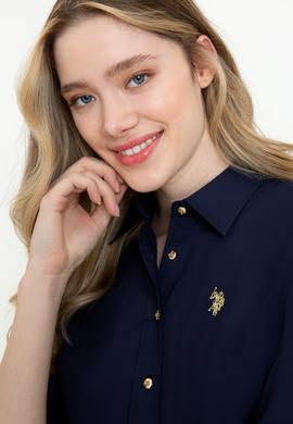 Kadın Lacivert Uzun Kollu Basic Gömlek - 50247095018