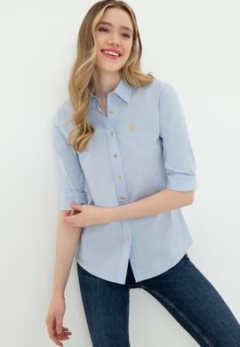 Kadın Açık Mavi Uzun Kollu Basic Gömlek - 50247095056