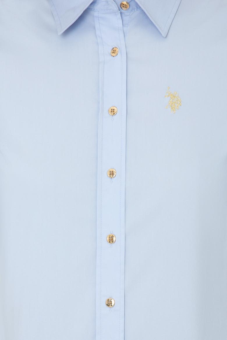 Kadın Açık Mavi Uzun Kollu Basic Gömlek - 50247095056