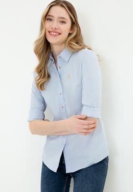 Kadın Açık Mavi Uzun Kollu Basic Gömlek - 50247095056