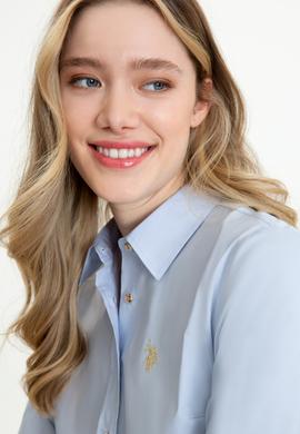 Kadın Açık Mavi Uzun Kollu Basic Gömlek - 50247095056