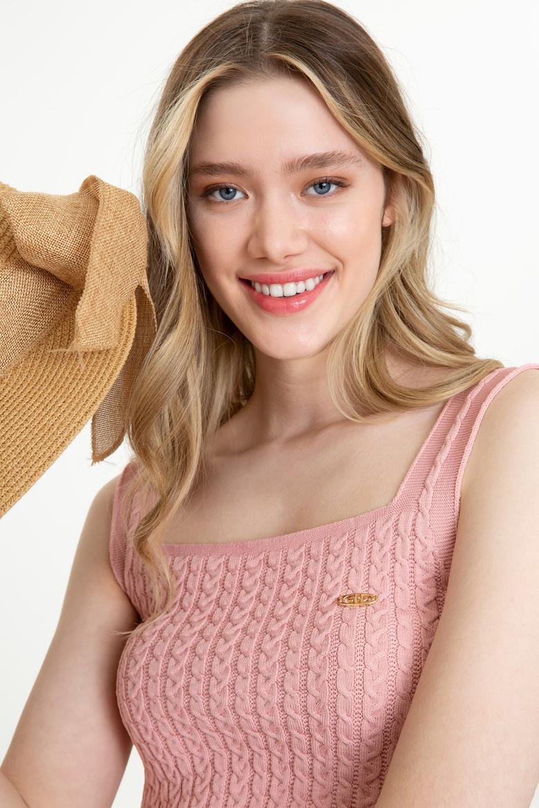 Kadın Manolya Askılı Triko Kazak - 50254496027