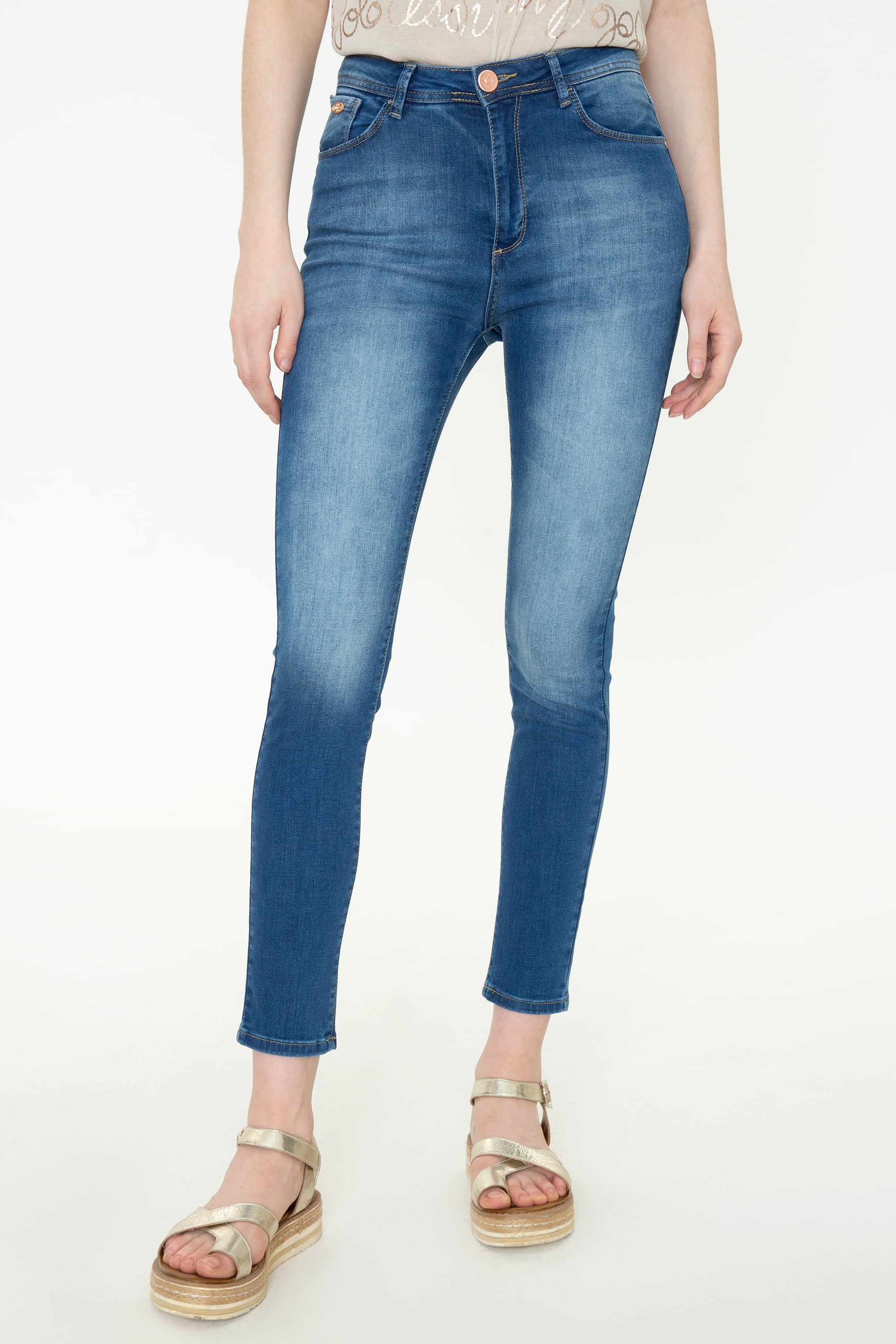 Kadın Mavi Skinny High Waist Fit Jean Pantolon - Image 2