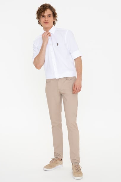 Erkek Slim Fit Kum Chinos