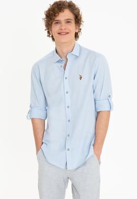 Erkek Açık Mavi Uzun Kollu Basic Gömlek - 50246466006