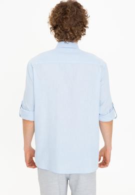 Erkek Açık Mavi Uzun Kollu Basic Gömlek - 50246466006