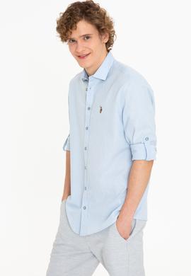 Erkek Açık Mavi Uzun Kollu Basic Gömlek - 50246466006