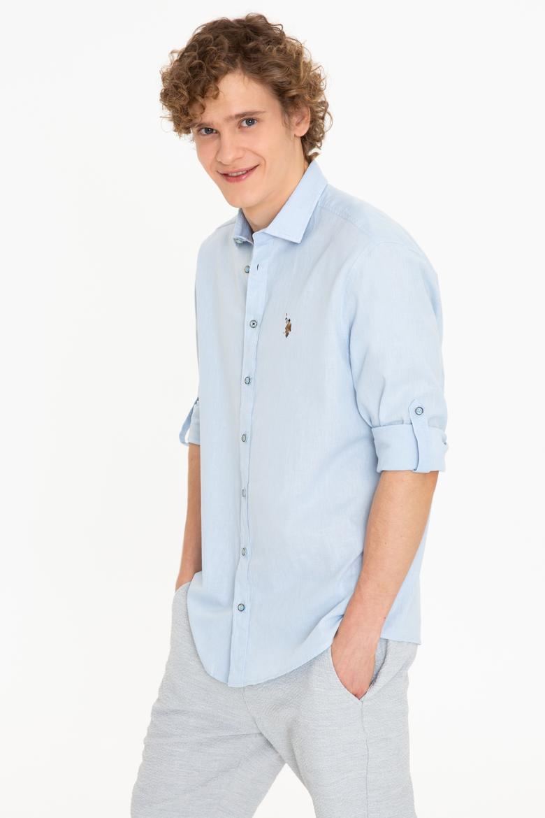 Erkek Açık Mavi Uzun Kollu Basic Gömlek - 50246466006