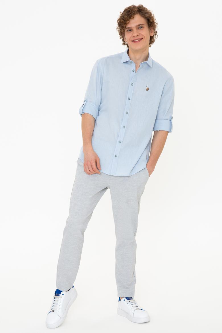 Erkek Açık Mavi Uzun Kollu Basic Gömlek - 50246466006