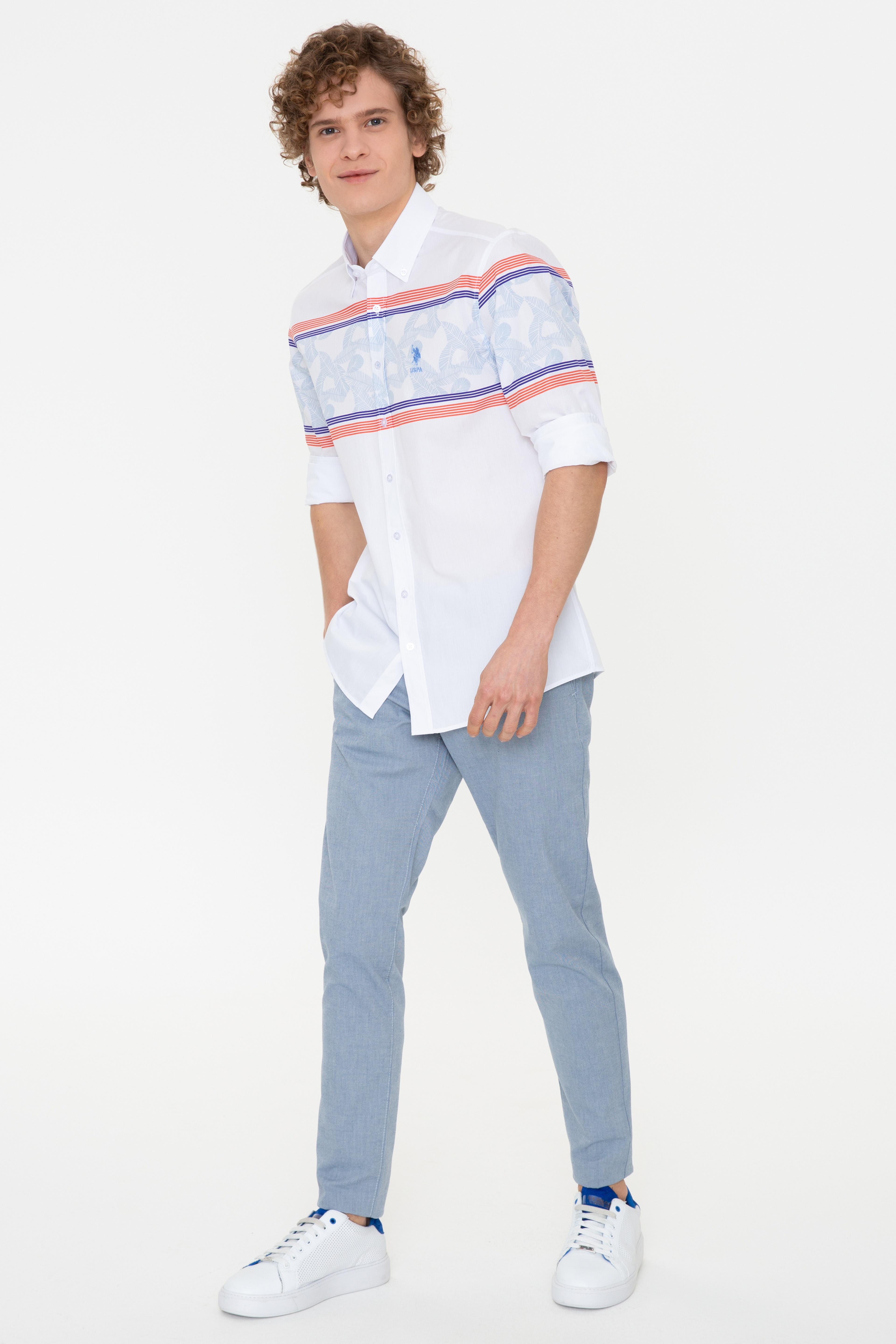 Erkek Slim Fit Saks Kanvas Pantolon - Image 3