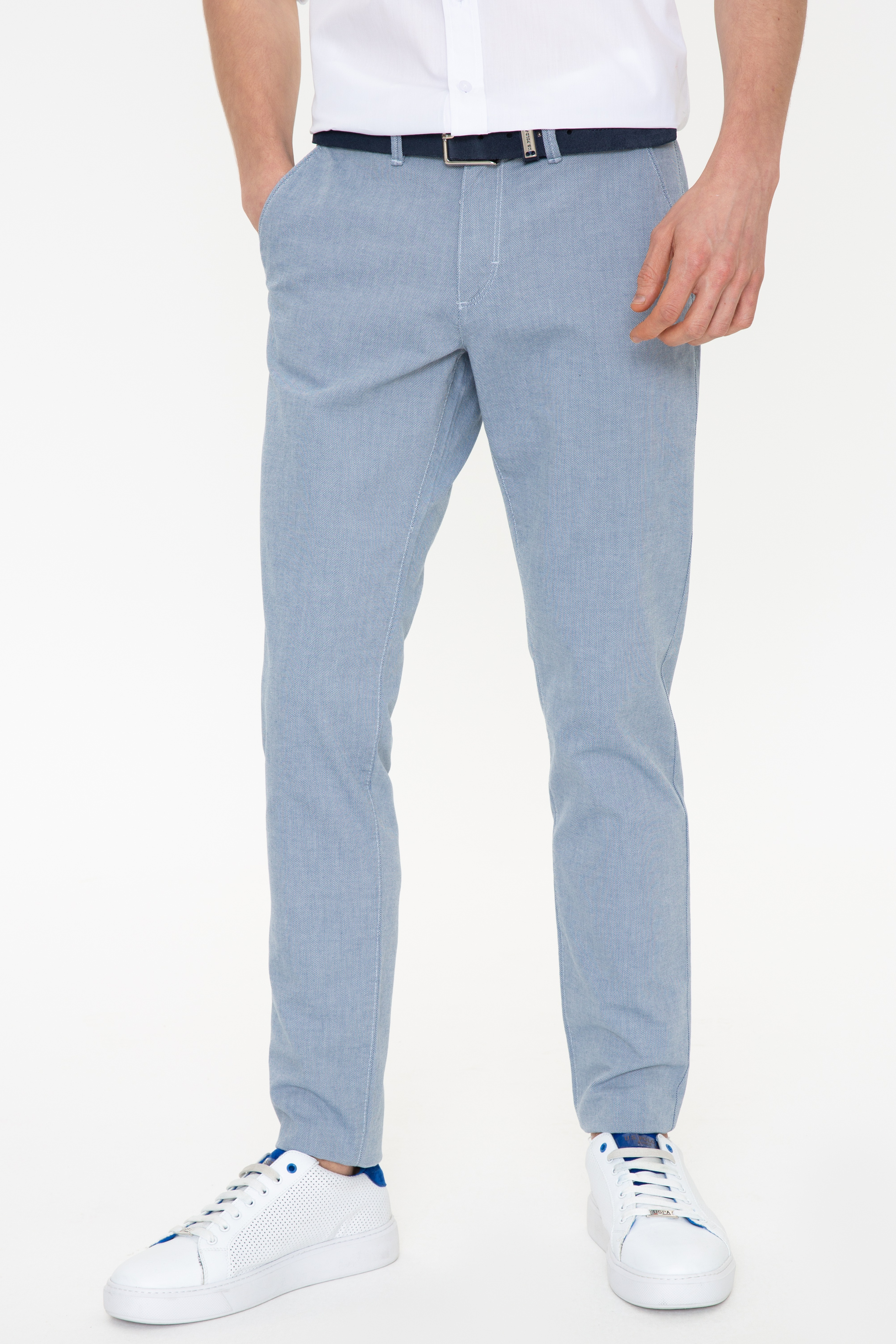 Erkek Slim Fit Saks Kanvas Pantolon