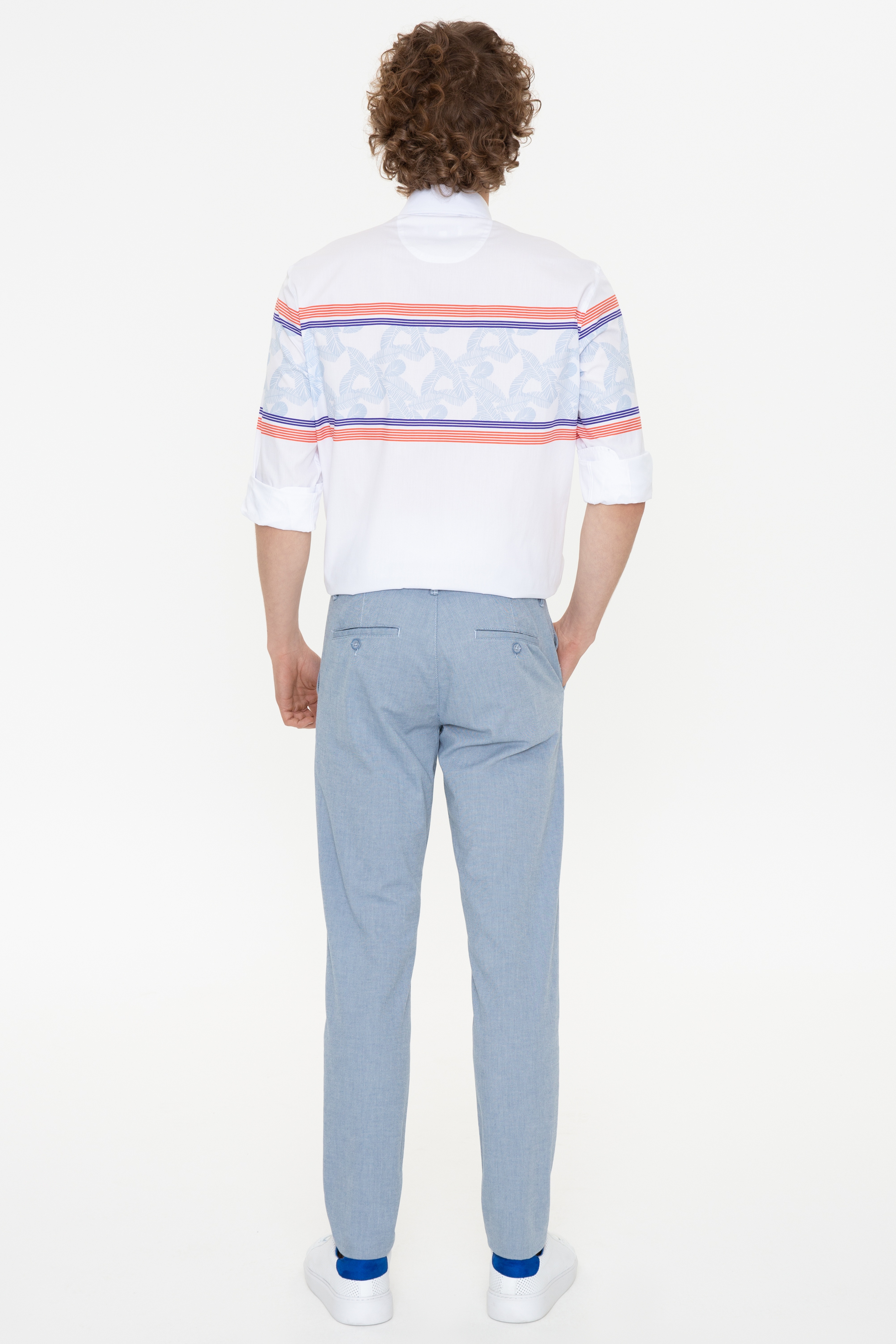 Erkek Slim Fit Saks Kanvas Pantolon - Image 4