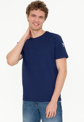 Erkek Lacivert Bisiklet Yaka Tişört - 50251779040