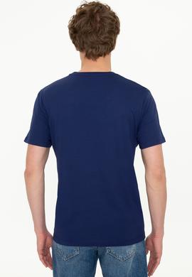 Erkek Lacivert Bisiklet Yaka Tişört - 50251779040