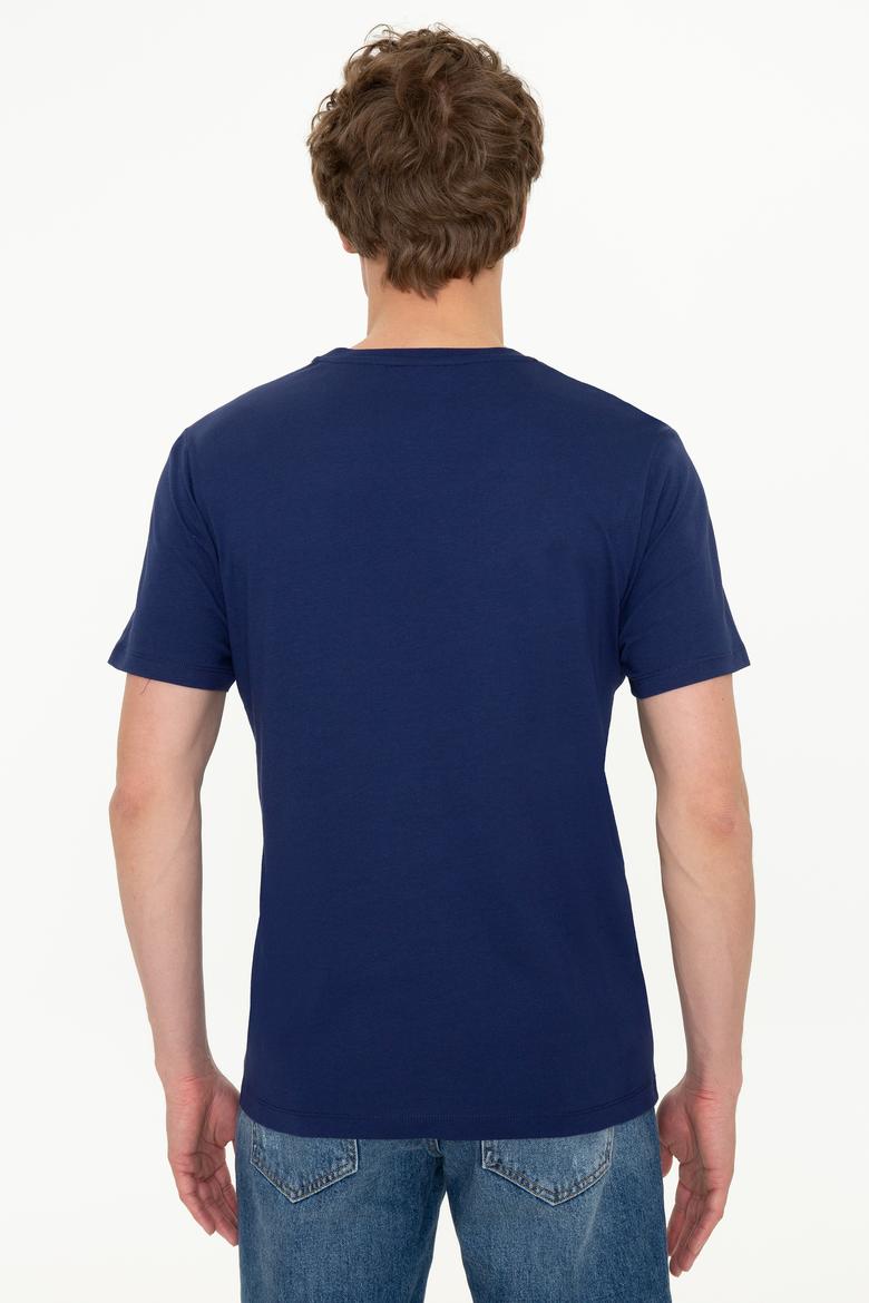 Erkek Lacivert Bisiklet Yaka Tişört - 50251779040