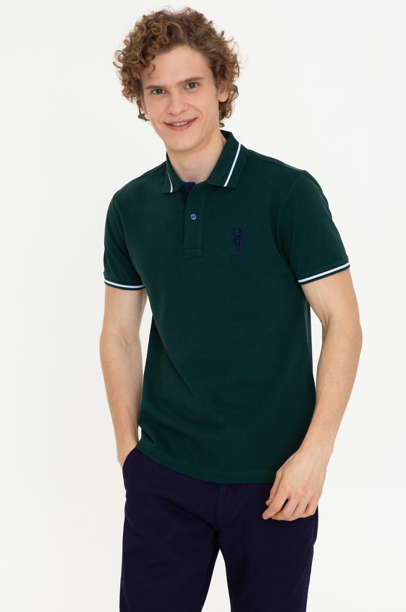 Erkek Koyu Yeşil Polo Yaka T-Shirt Basic