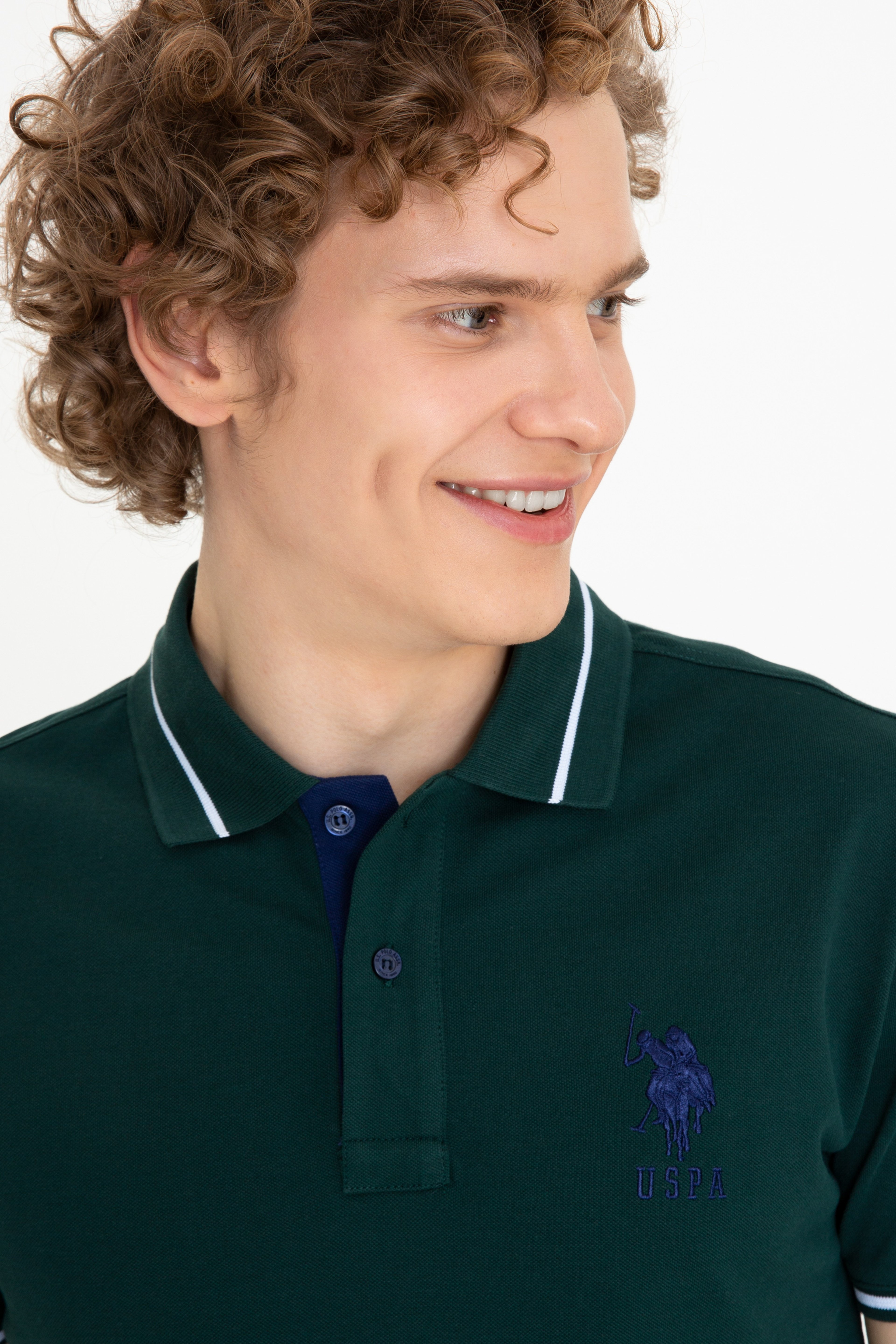 Erkek Koyu Yeşil Polo Yaka T-Shirt Basic - Image 2