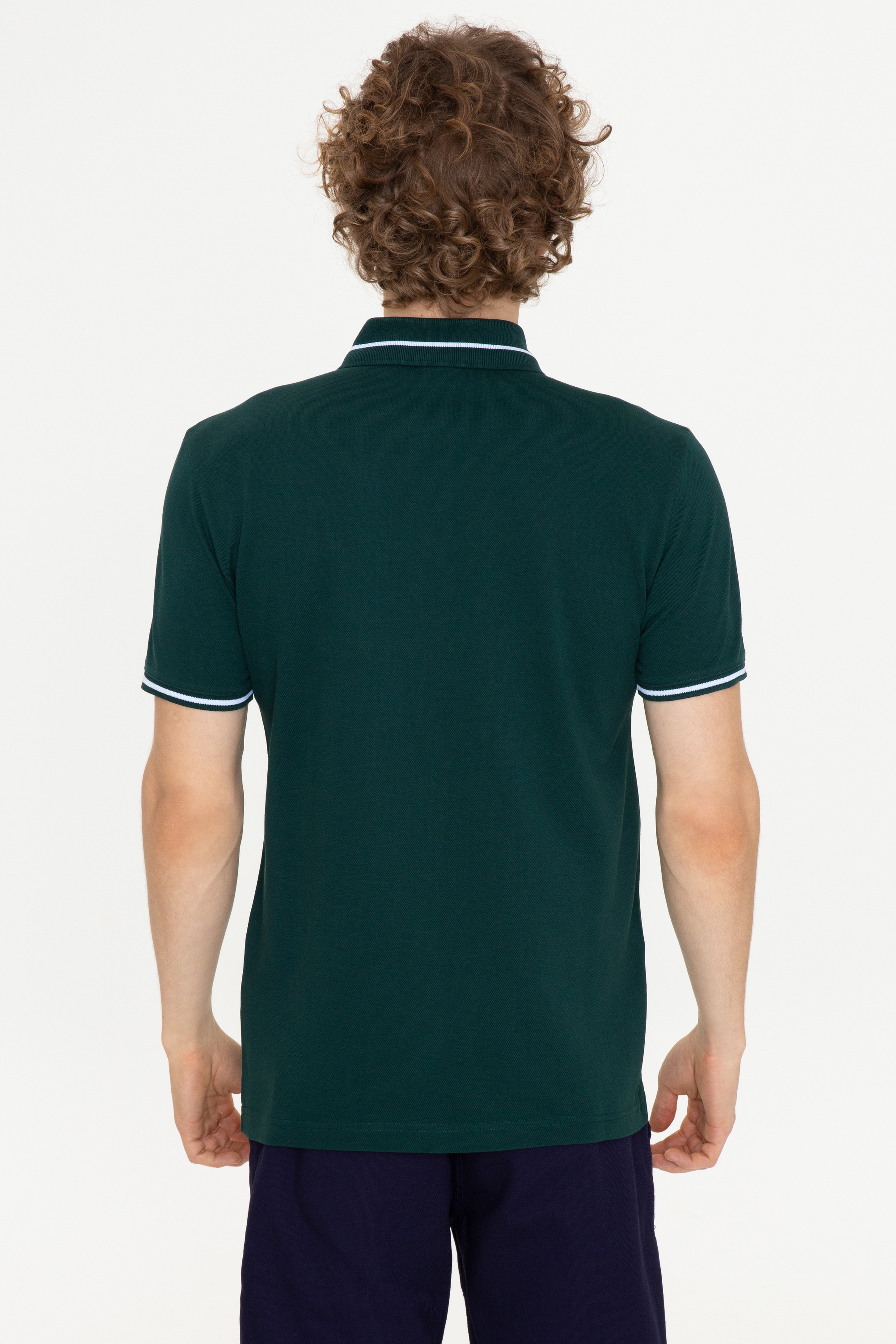 Erkek Koyu Yeşil Polo Yaka T-Shirt Basic - Image 4