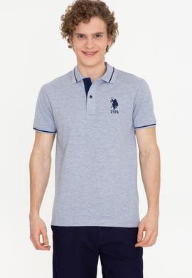 Erkek Gri Melanj Polo Yaka Basic T-Shirt - 50247371050