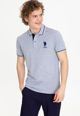 Erkek Gri Melanj Polo Yaka Basic T-Shirt - 50247371050