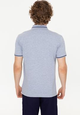 Erkek Gri Melanj Polo Yaka Basic T-Shirt - 50247371050