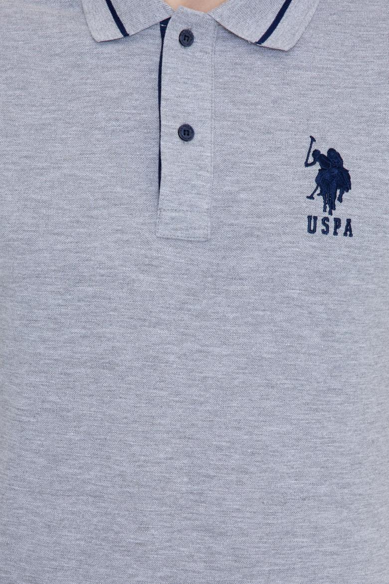 Erkek Gri Melanj Polo Yaka Basic T-Shirt - 50247371050