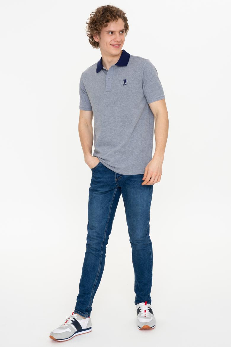 Erkek Gri Melanj Polo Yaka T-Shirt - 50247373008