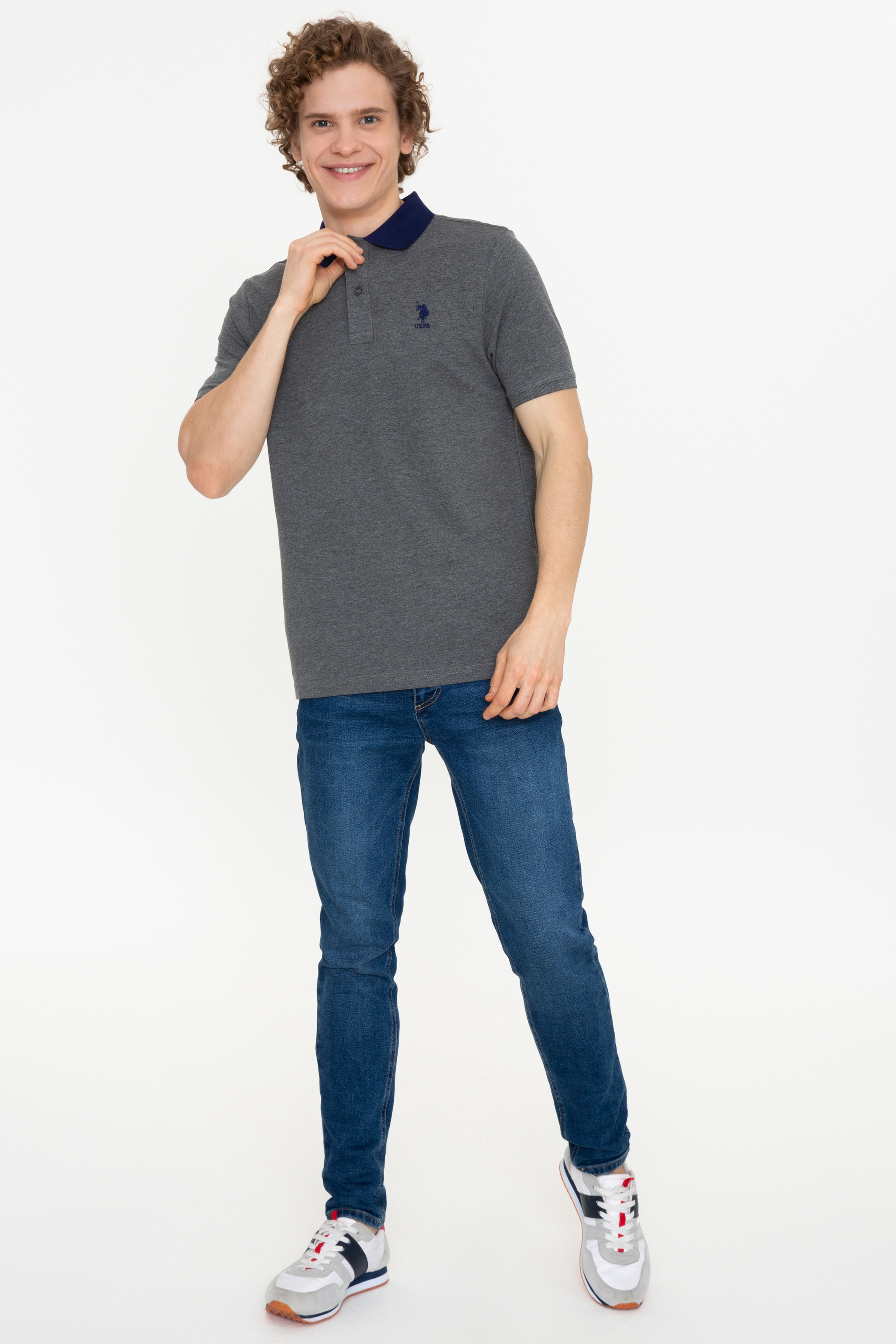 Erkek Antrasit Melanj Polo Yaka T-Shirt - Image 5