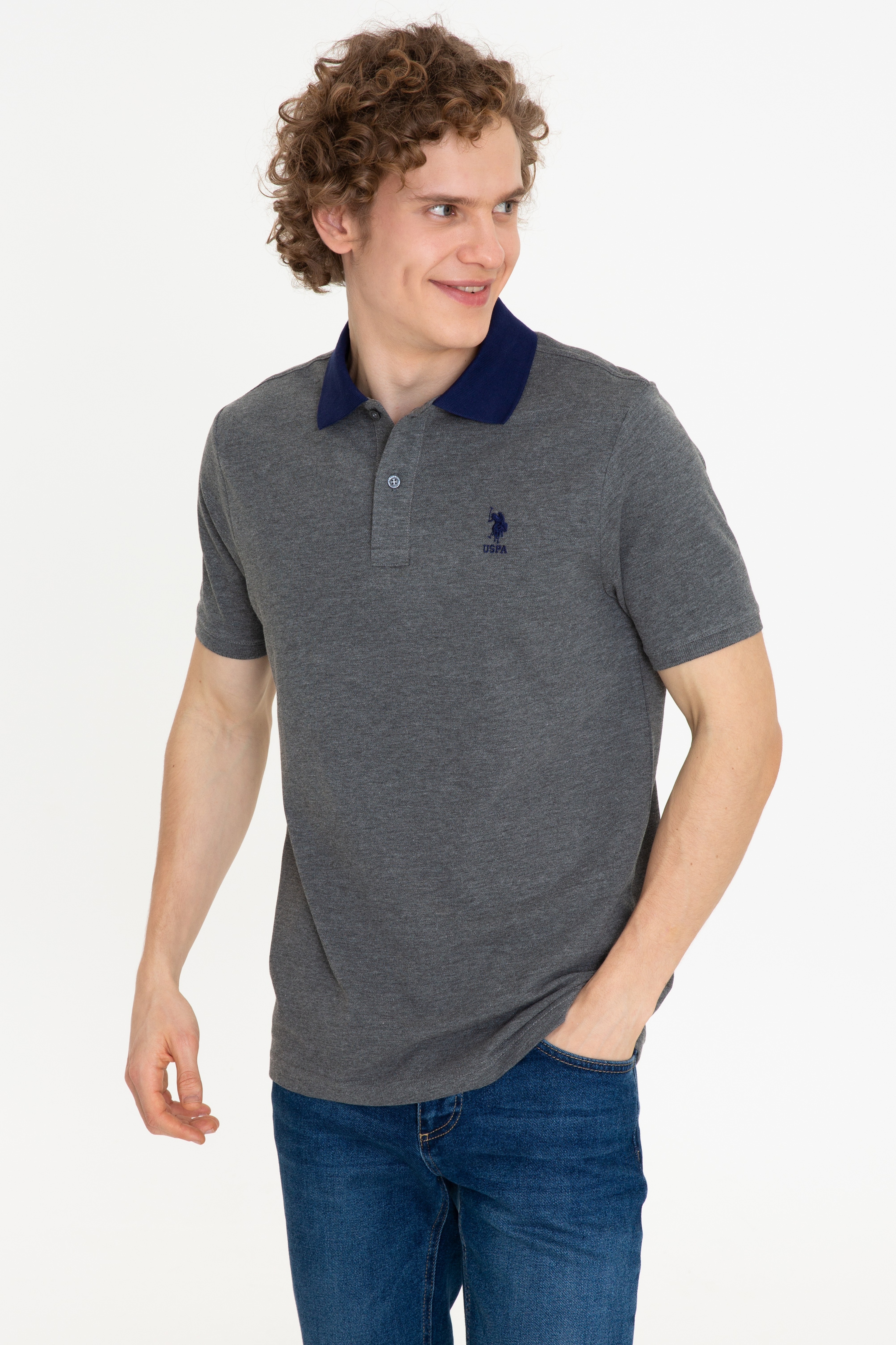 Erkek Antrasit Melanj Polo Yaka T-Shirt - Image 3