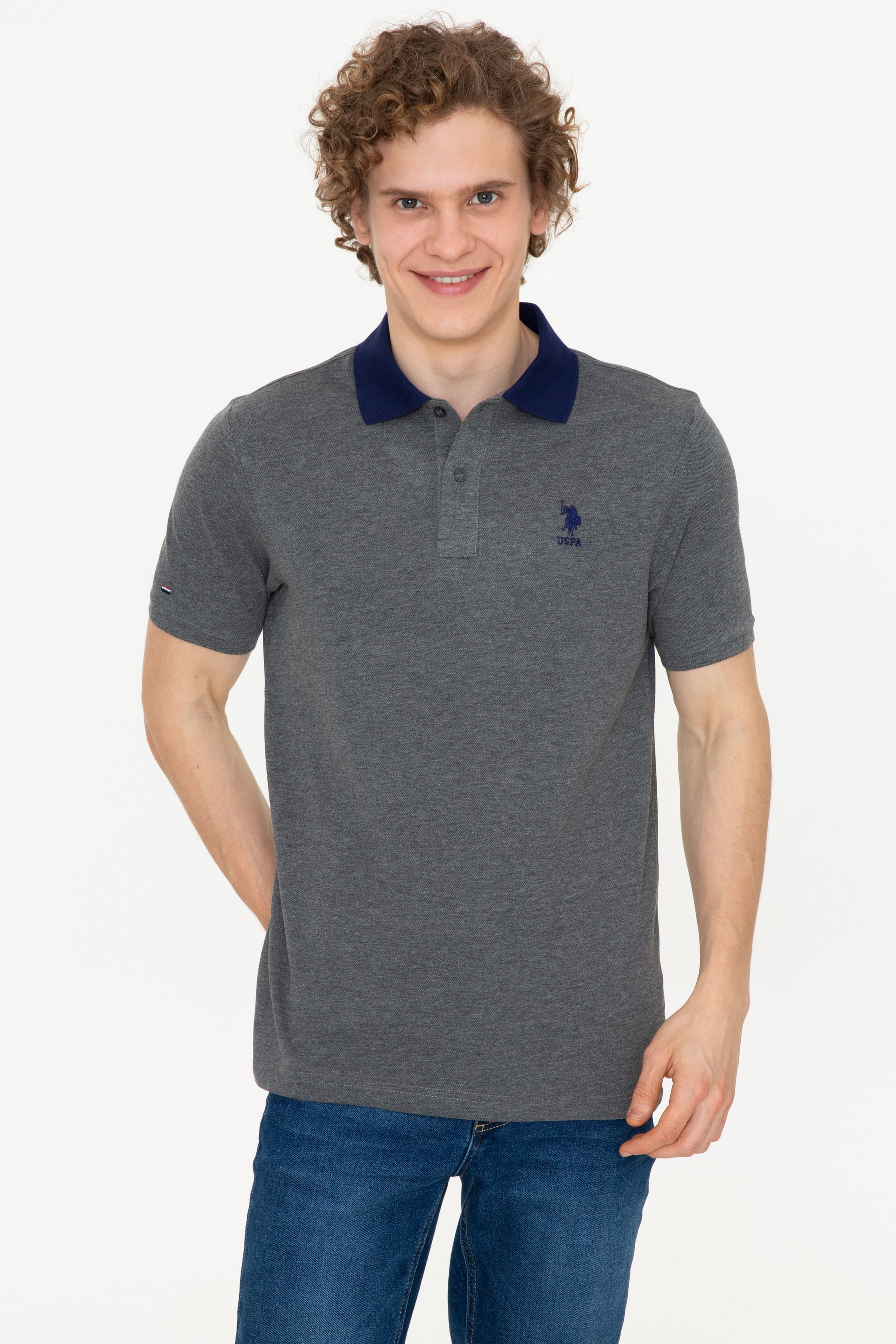 Erkek Antrasit Melanj Polo Yaka T-Shirt - Image 1