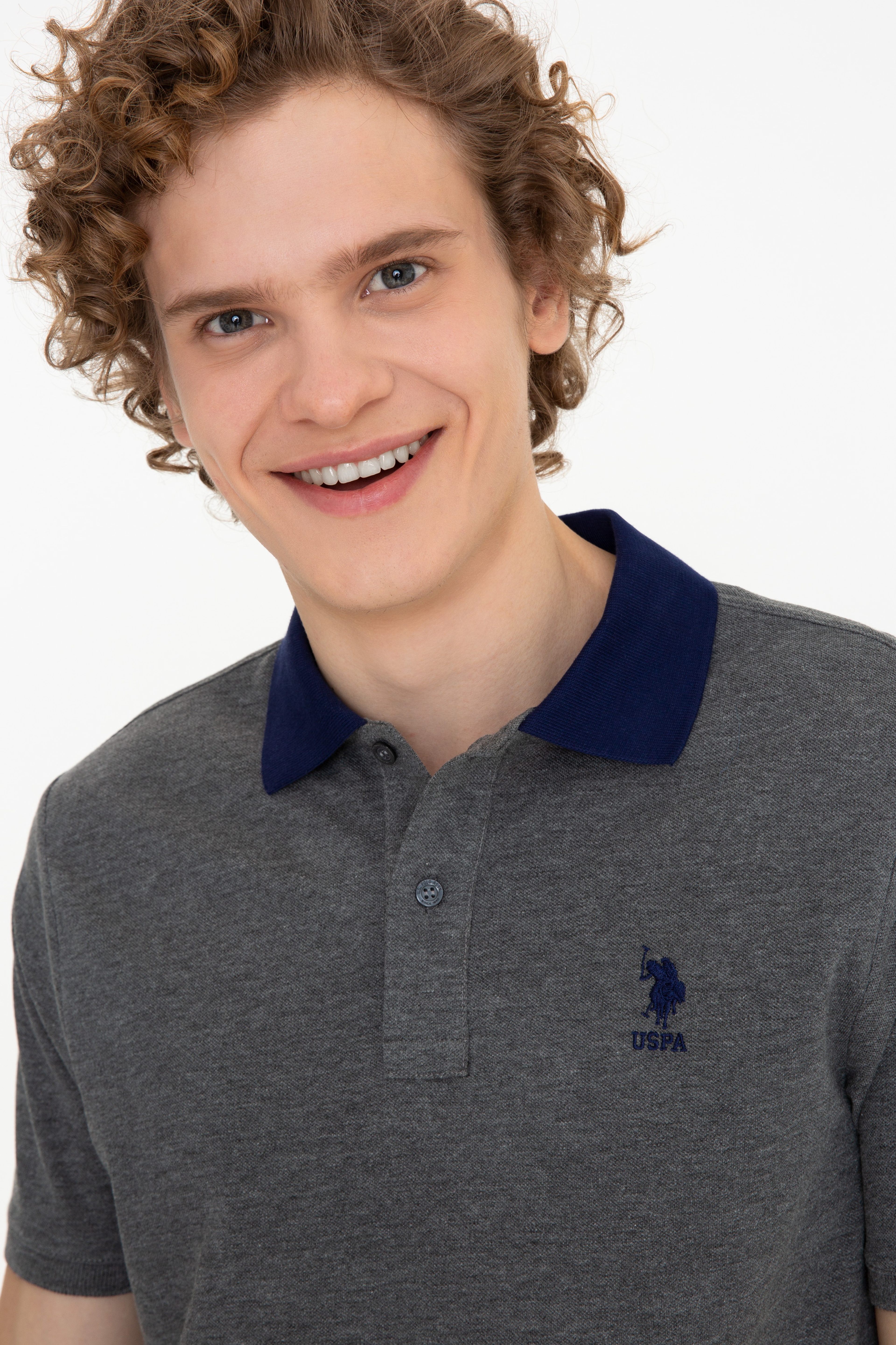 Erkek Antrasit Melanj Polo Yaka T-Shirt - Image 2