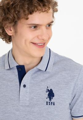 Erkek Gri Melanj Polo Yaka Basic T-Shirt - 50247371050