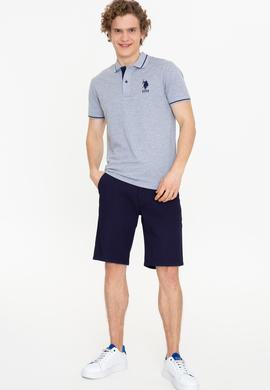 Erkek Gri Melanj Polo Yaka Basic T-Shirt - 50247371050