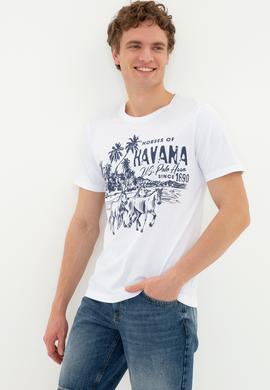 Erkek Beyaz Bisiklet Yaka T-Shirt - 50251679011