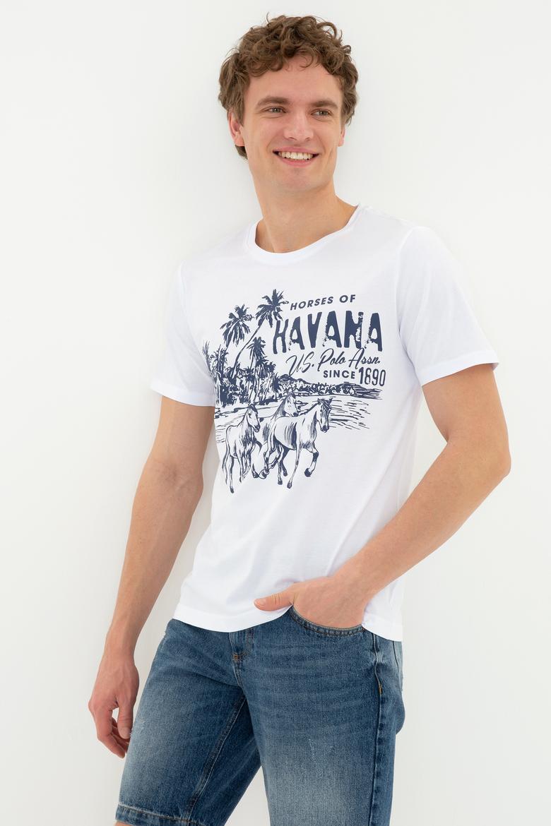 Erkek Beyaz Bisiklet Yaka T-Shirt - 50251679011