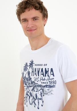 Erkek Beyaz Bisiklet Yaka T-Shirt - 50251679011