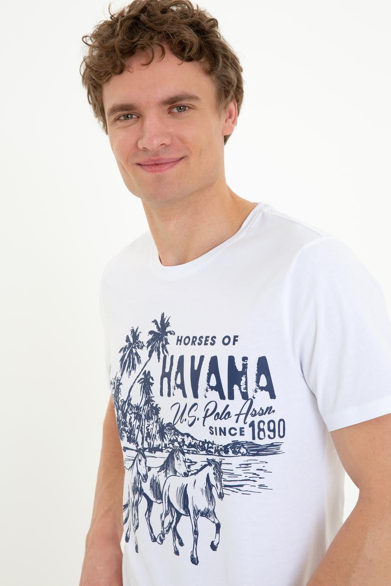 Erkek Beyaz Bisiklet Yaka T-Shirt - 50251679011