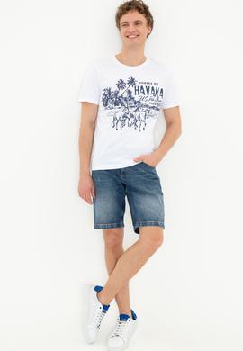 Erkek Beyaz Bisiklet Yaka T-Shirt - 50251679011