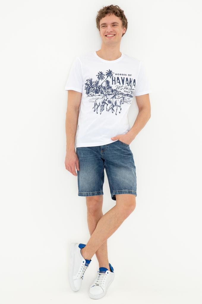 Erkek Beyaz Bisiklet Yaka T-Shirt