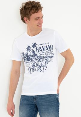 Erkek Beyaz Bisiklet Yaka T-Shirt - 50251679011