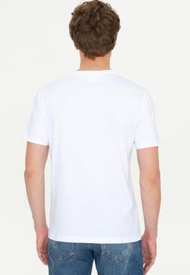 Erkek Beyaz Bisiklet Yaka T-Shirt - 50251679011