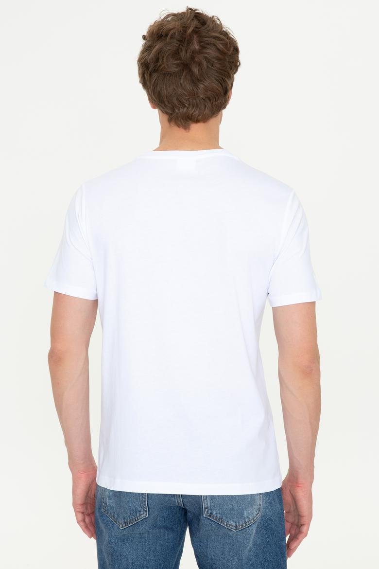 Erkek Beyaz Bisiklet Yaka T-Shirt - 50251679011