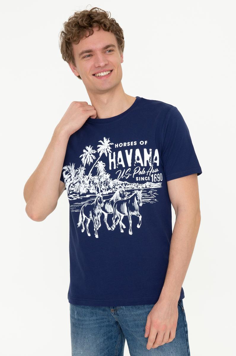 Erkek Lacivert Bisiklet Yaka T-Shirt